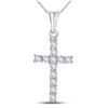 Image 1 : 1/20 CTW Round Diamond Cross Pendant 10kt White Gold - REF-8R4H