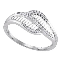 1/12 CTW Round Diamond Bypass Fashion Ring 10kt White Gold - REF-10W8F