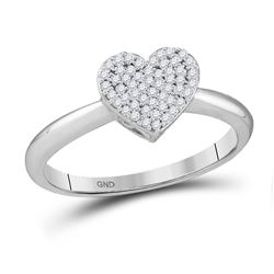 1/6 CTW Round Diamond Heart Fashion Ring 10kt White Gold - REF-11W9F