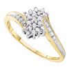 Image 1 : 1/10 CTW Round Diamond Cluster Ring 10kt Two-tone Gold - REF-10H2W