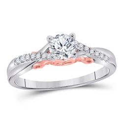 1/2 CTW Round Diamond Solitaire Bridal Wedding Engagement Ring 14kt White Gold - REF-96M3A