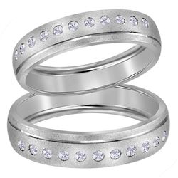 1/4 CTW His & Hers Round Diamond Matching Wedding Ring 14kt White Gold - REF-47T9K