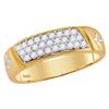 Image 3 : 1 & 5/8 CTW His & Hers Round Diamond Cross Matching Bridal Wedding Ring 14kt Yellow Gold - REF-120F3