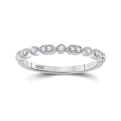 1/8 CTW Round Diamond Stackable Ring 10kt White Gold - REF-14X4T