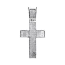 1 CTW Mens Round Diamond Cross Charm Pendant 10kt White Gold - REF-60W3F