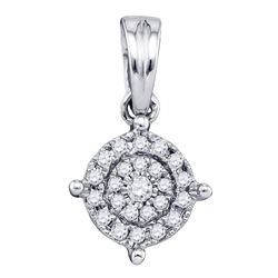 1/6 CTW Round Diamond Circle Frame Cluster Pendant 10kt White Gold - REF-9R6H