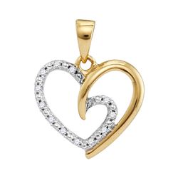 1/10 CTW Round Diamond Small Heart Pendant 10kt Yellow Gold - REF-9H3W