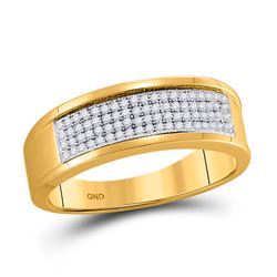 1/4 CTW Mens Round Diamond Wedding Ring 10kt Yellow Gold - REF-27M5A