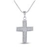 Image 1 : 1/6 CTW Round Diamond Cross Pendant 10kt White Gold - REF-11Y9X
