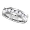 Image 1 : 1 CTW Mens Machine Set Round Diamond Wedding Channel Ring 14kt White Gold - REF-143M9A