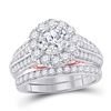 Image 1 : 2 CTW Round Diamond Bridal Wedding Engagement Ring 14kt Two-tone Gold - REF-239Y9X