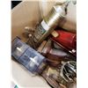Image 2 : BOX OF VINTAGE TOOLS, SMART VICE, BRASS FIRE EXTINGUISHER