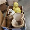 Image 2 : 2 BOXES OF ART GLASS AND OTHER VASES AND POTTERY FIGURES