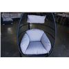Image 3 : BRAND NEW OUTDOOR MODERN FOLDABLE HANGING CHAIR W/ LIGHT GREY CUSHIONS - RETAIL $949 AND RATED FOR 3