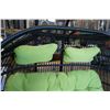 Image 8 : BRAND NEW OUTDOOR RATTAN FOLDABLE DOUBLE HANGING CHAIR W/ LIME GREEN CUSHIONS - RETAIL $1549 RATED F