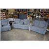 Image 1 : BRAND NEW 3 PIECE FABRIC RECLINING SOFA SET. ROCKER RECLINER, AND SOFA W/ FLIP DOWN CONSOLE - RETAIL