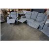 Image 9 : BRAND NEW 3 PIECE FABRIC RECLINING SOFA SET. ROCKER RECLINER, AND SOFA W/ FLIP DOWN CONSOLE - RETAIL