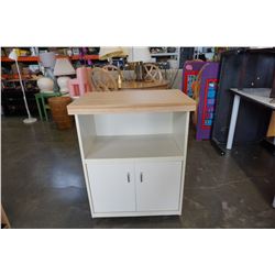 WHITE WOOD TOP KITCHEN CART