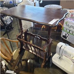 WOOD MAGAZINE RACK END TABLE