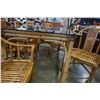 Image 8 : BAMBOO SMOKED GLASS TOP DINING TABLE W/ 6 CHAIRS