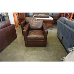 MITCHELL GOLD DOWN-FILLED FULL GRAIN LEATHER ARM CHAIR