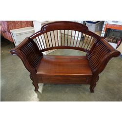 CARVED HALLWAY BENCH W/ STORAGE