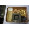Image 2 : METAL AND STONE TRAYS, AND LEATHER MOCCASINS