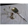 Image 1 : BIRKS STERING HAND MIRROR, CANDLE STICK, AND STERLING AND CRYSTAL SALT AND PEPPER SHAKERS