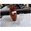 Image 1 : ETCHED GLASS CUP AND VASE AND ART GLASS VASE