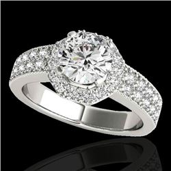 1.4 ctw Certified Diamond Solitaire Halo Ring 10k White Gold