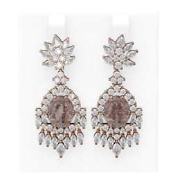 15.5 ctw Morganite & Diamond Earrings 18K Rose Gold