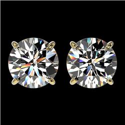 2.50 ctw Certified Quality Diamond Stud Earrings 10k Yellow Gold