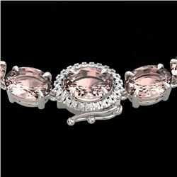 64 ctw Morganite & VS/SI Diamond Micro Necklace 14k White Gold