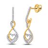 Image 1 : 10kt Yellow Gold Round Diamond Heart Dangle Screwback Earrings 1/4 Cttw