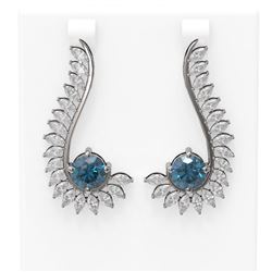 7.1 ctw Intense Blue Diamond Earrings 18K White Gold
