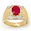 Image 1 : 3.60 ctw Ruby & Diamond Men's Ring 14k Yellow Gold
