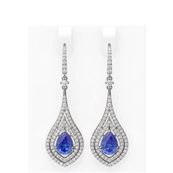 10.35 ctw Tanzanite & Diamond Earrings 18K White Gold