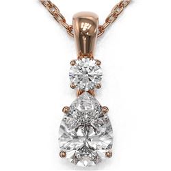 0.9 ctw Pear Cut Diamond Designer Necklace 18K Rose Gold