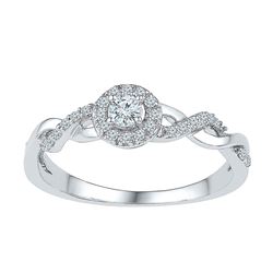 10kt White Gold Womens Round Diamond Solitaire Bridal Wedding Engagement Ring 1/5 Cttw