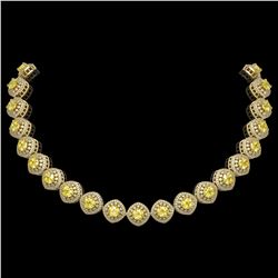62.37 ctw Canary Citrine & Diamond Victorian Necklace 14K Yellow Gold