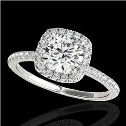 1.25 ctw Certified Diamond Solitaire Halo Ring 10k White Gold