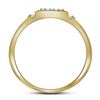 Image 2 : 10kt Yellow Gold Mens Round Diamond Square Cluster Ring 1/4 Cttw
