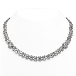 29.98 ctw Rare Oval Diamond Necklace 18K White Gold