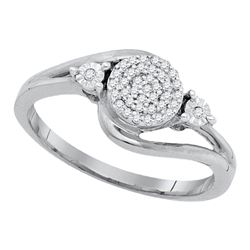10kt White Gold Womens Round Diamond Concentric Cluster Ring 1/10 Cttw