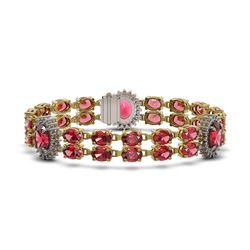17.79 ctw Tourmaline & Diamond Bracelet 14K Yellow Gold