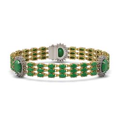 32.98 ctw Emerald & Diamond Bracelet 14K Yellow Gold