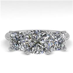 2.0 ctw Cushion VS/SI Diamond 3 Stone Designer Ring 14k White Gold