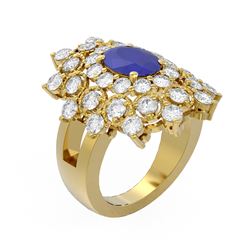 6.12 ctw Sapphire & Diamond Ring 18K Yellow Gold