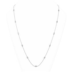 5.61 ctw Marquise Diamond Station 32 Inch Necklace 18K White Gold