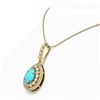 Image 3 : 3.97 ctw Turquoise & Diamond Victorian Necklace 14K Yellow Gold